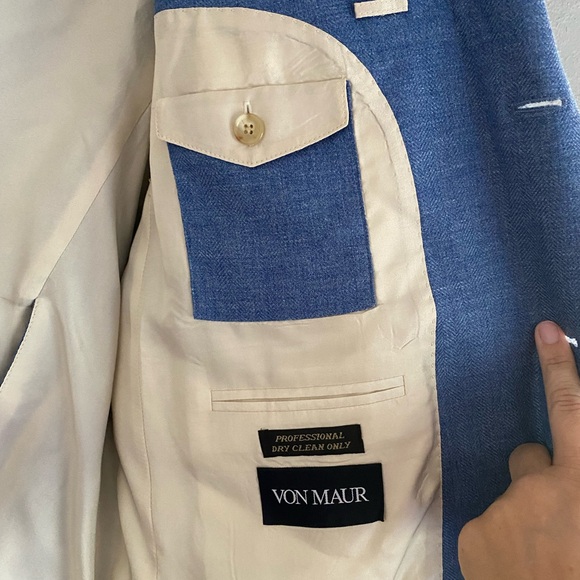 Coconut Grove Blazer Men’s Size 44 Blue Two Button Wool Bamboo Silk Work Party - Picture 7 of 11